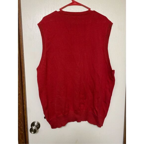 Izod Red Gray Plaid Sweater Vest Size XL - Picture 4 of 4
